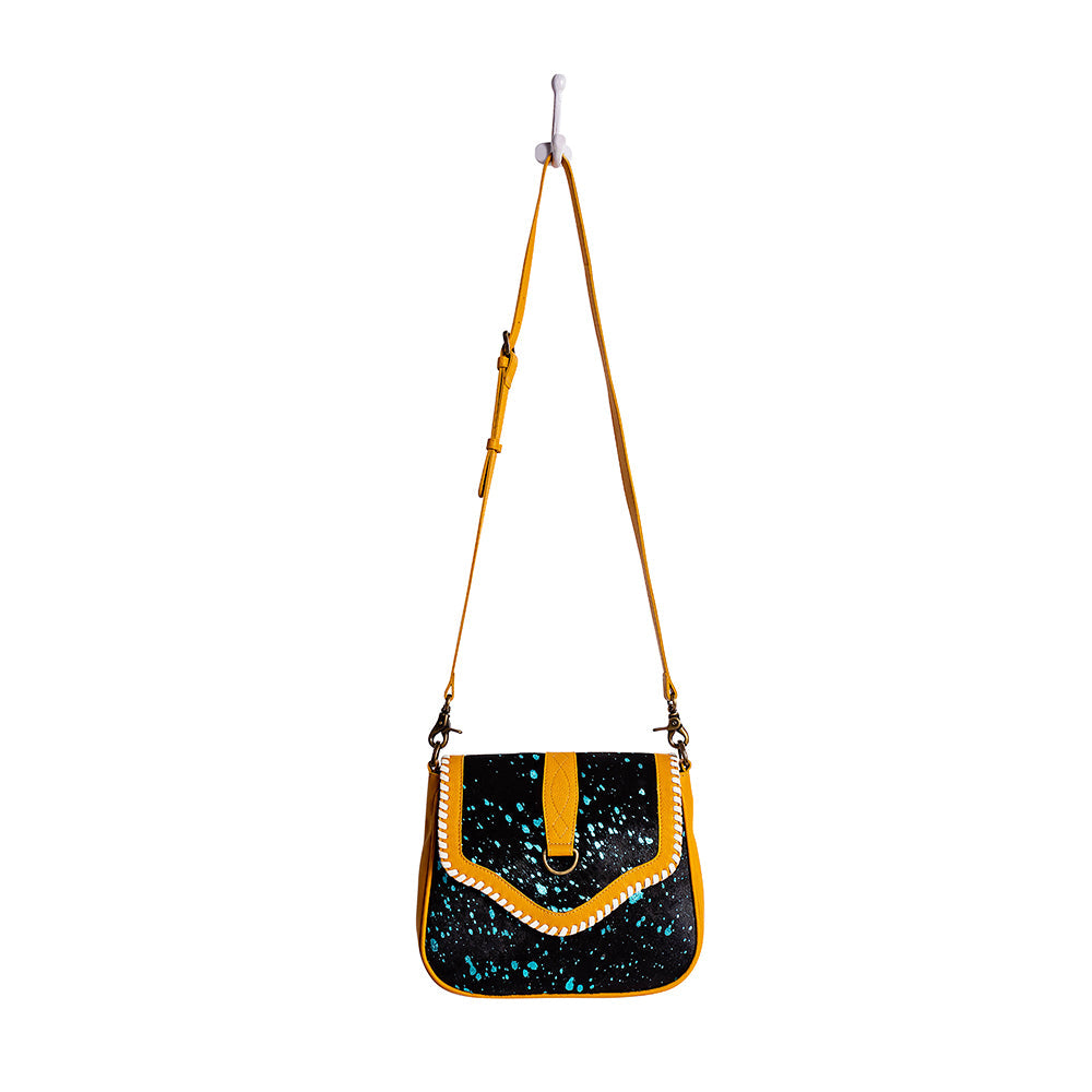 Skyviews Leather & Hairon Bag in Yellow