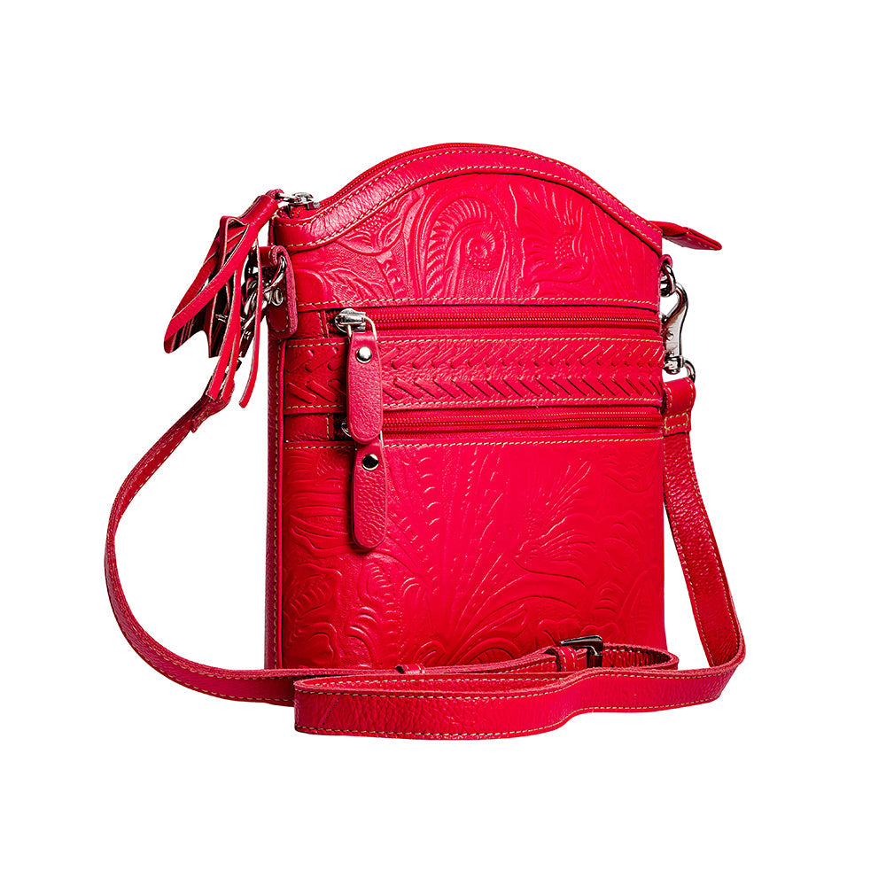 Clarendon Embossed Leather Bag in Red