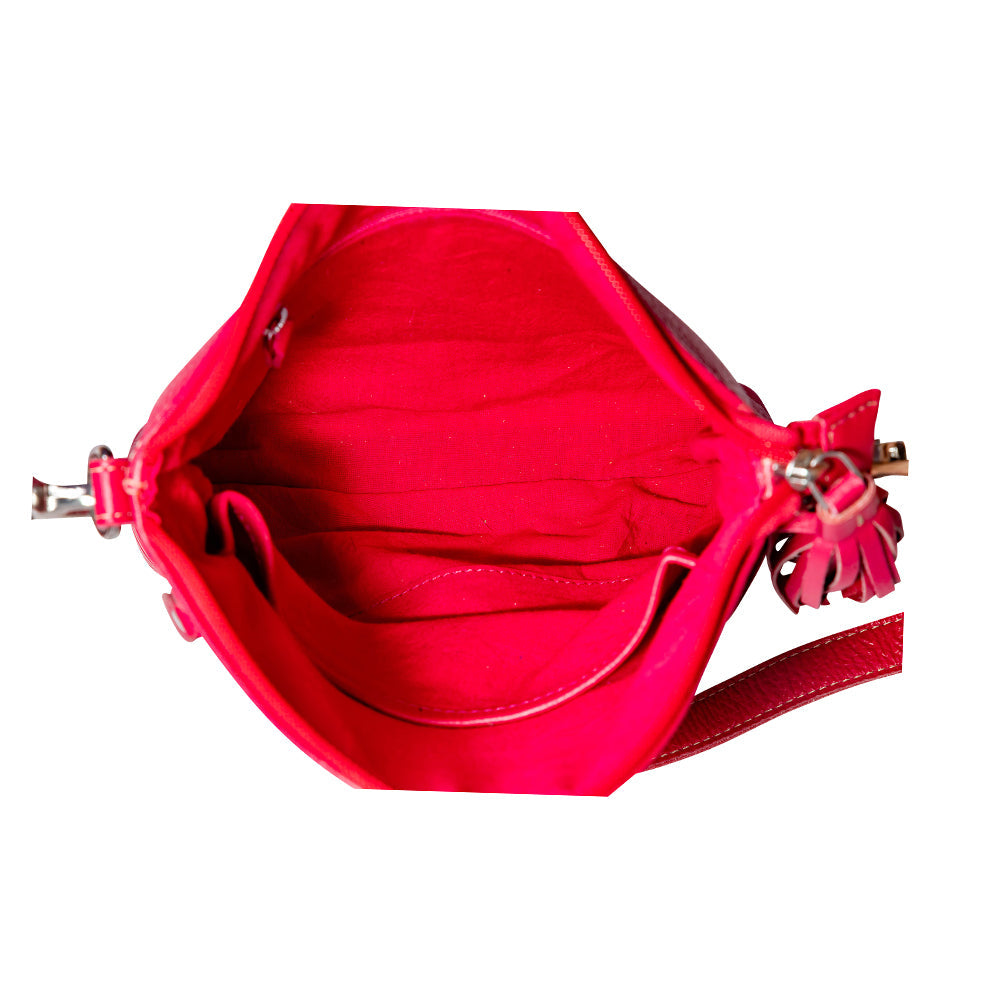 Clarendon Embossed Leather Bag in Red