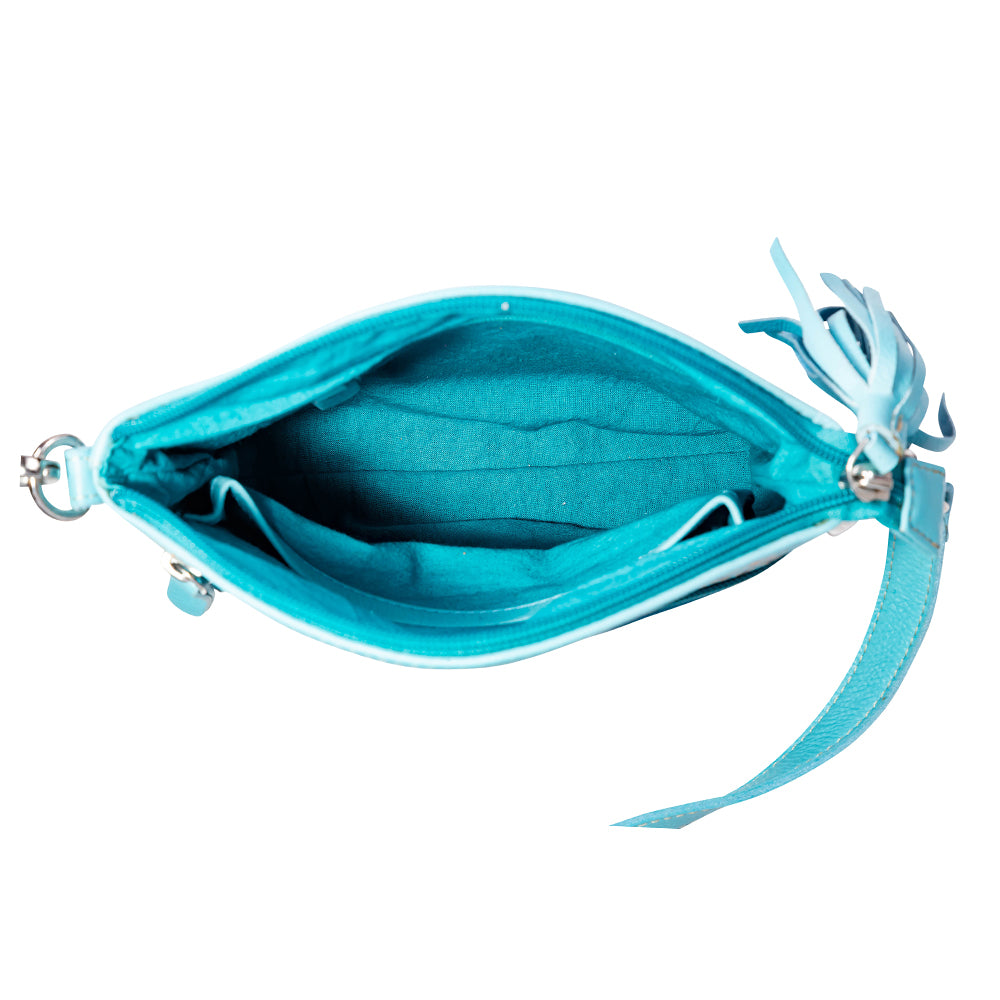 Clarendon Embossed Leather Bag in Blue