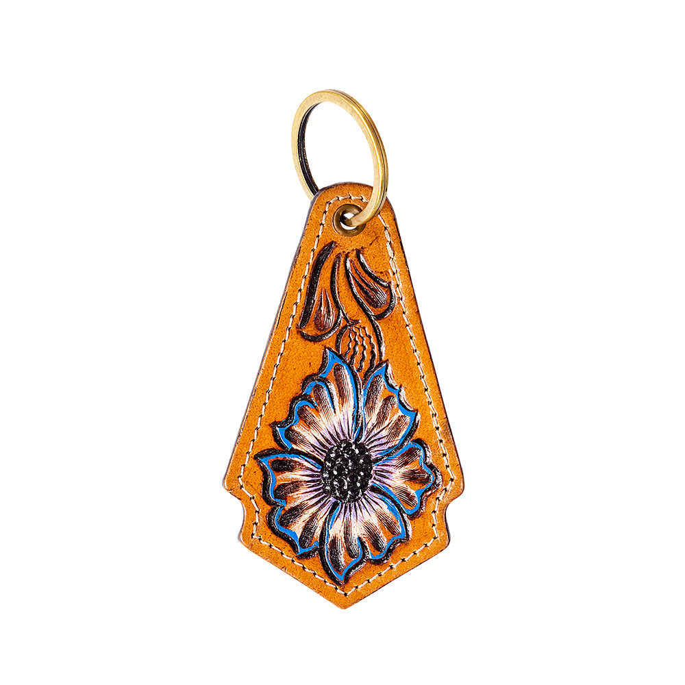 Prairie Morning Glory Hand-tooled Key Fob