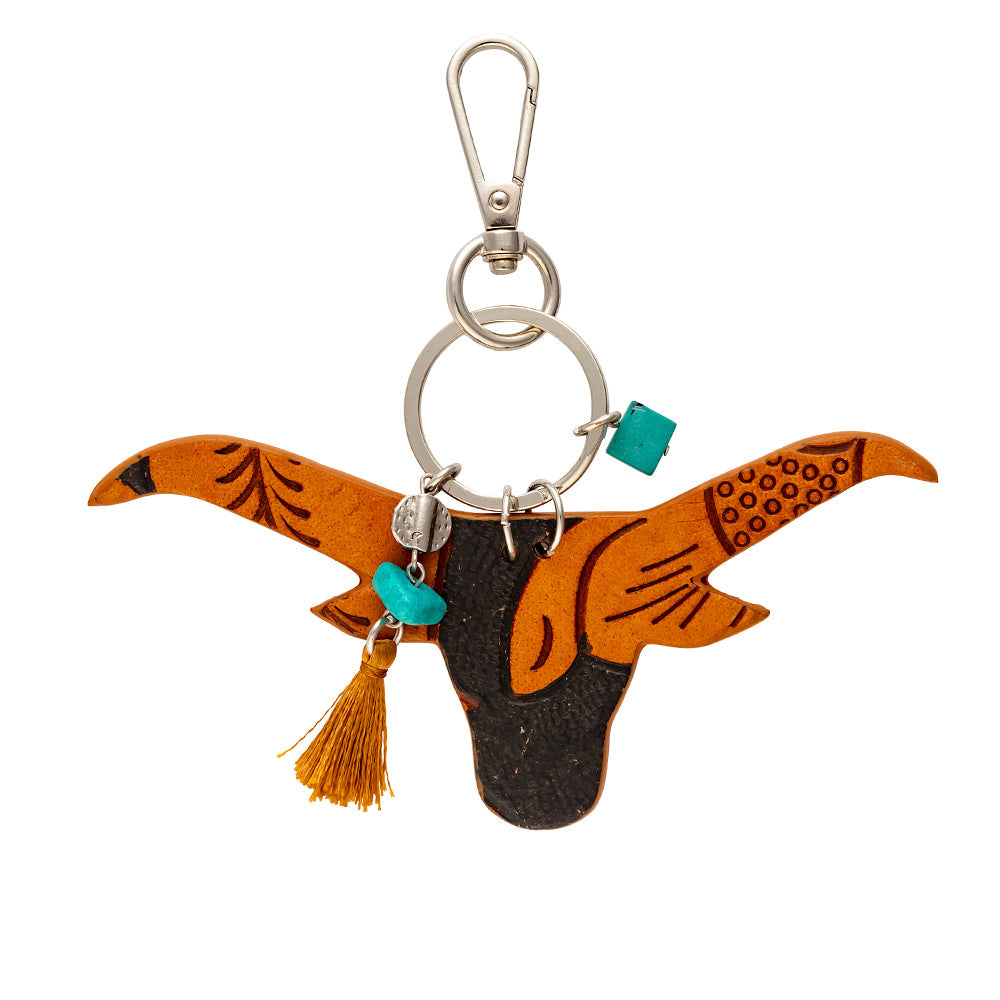 Steer Hand-tooled Key Fob & Bag Charm