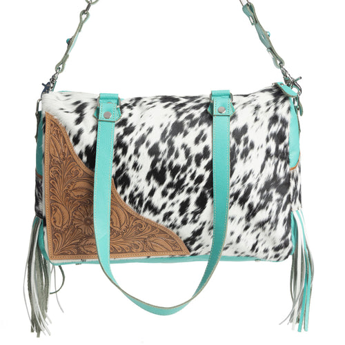 Rimrock Concealed-Carry Bag for Women in turquoise with suede fringe