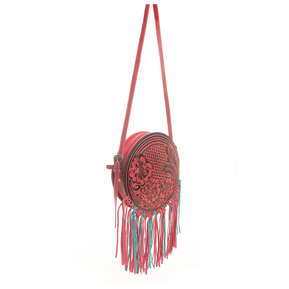 Rosa Crimson Round Bag