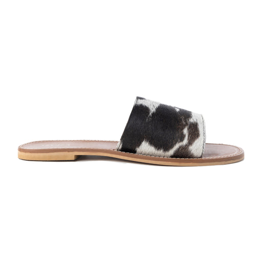 Kemma Hair-On Hide Sandals In Light And Ebony