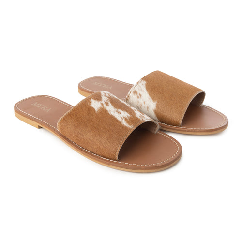 Kemma Hair-On Hide Sandals In Light And Caramel
