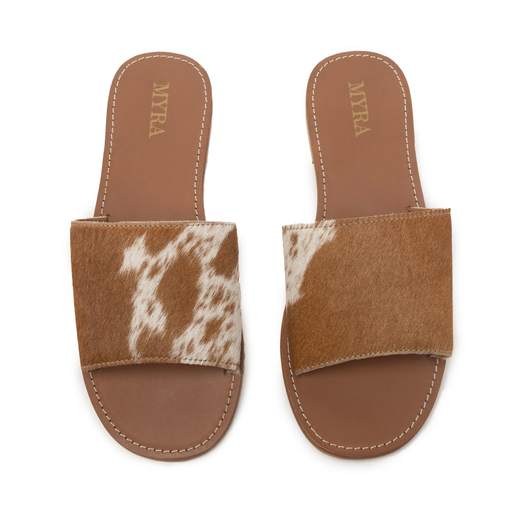 Kemma Hair-On Hide Sandals In Light And Caramel