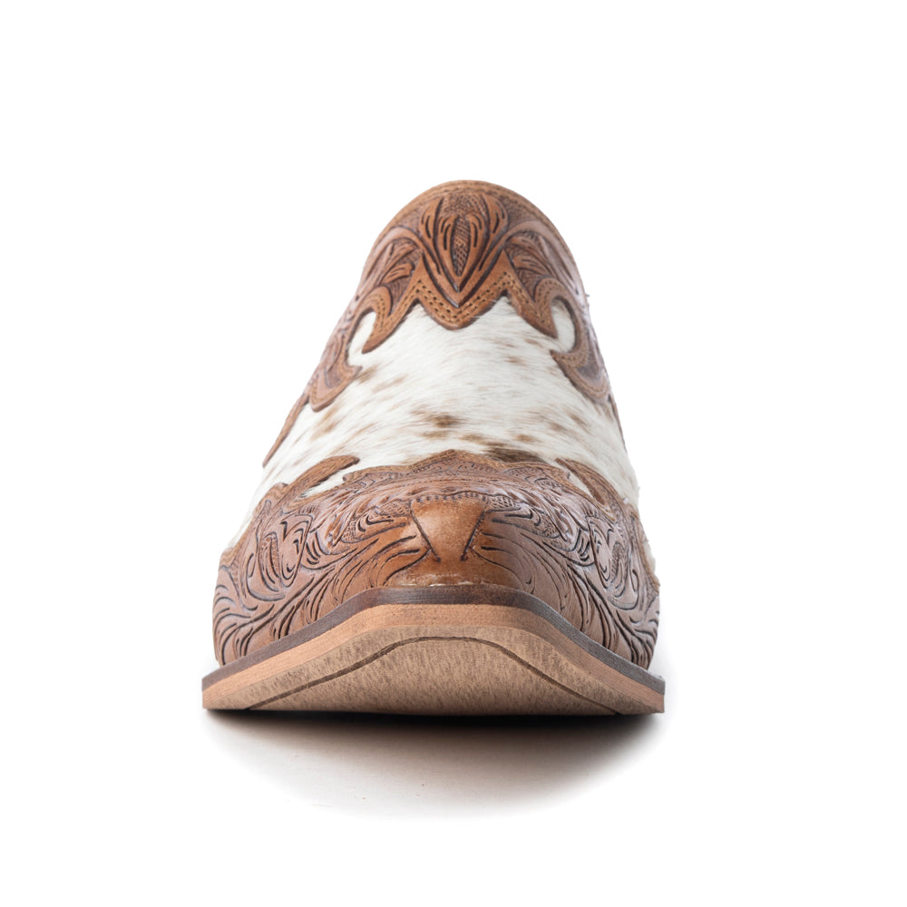 Lacey Hand-tooled Leather Mules