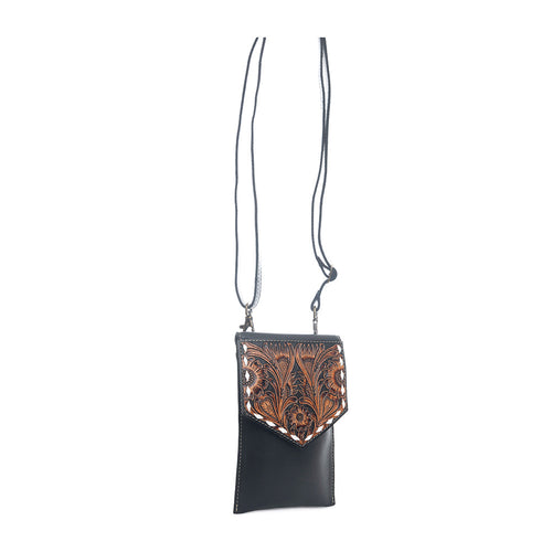 Prairie Times Petite Hand-Tooled Bag in Coal