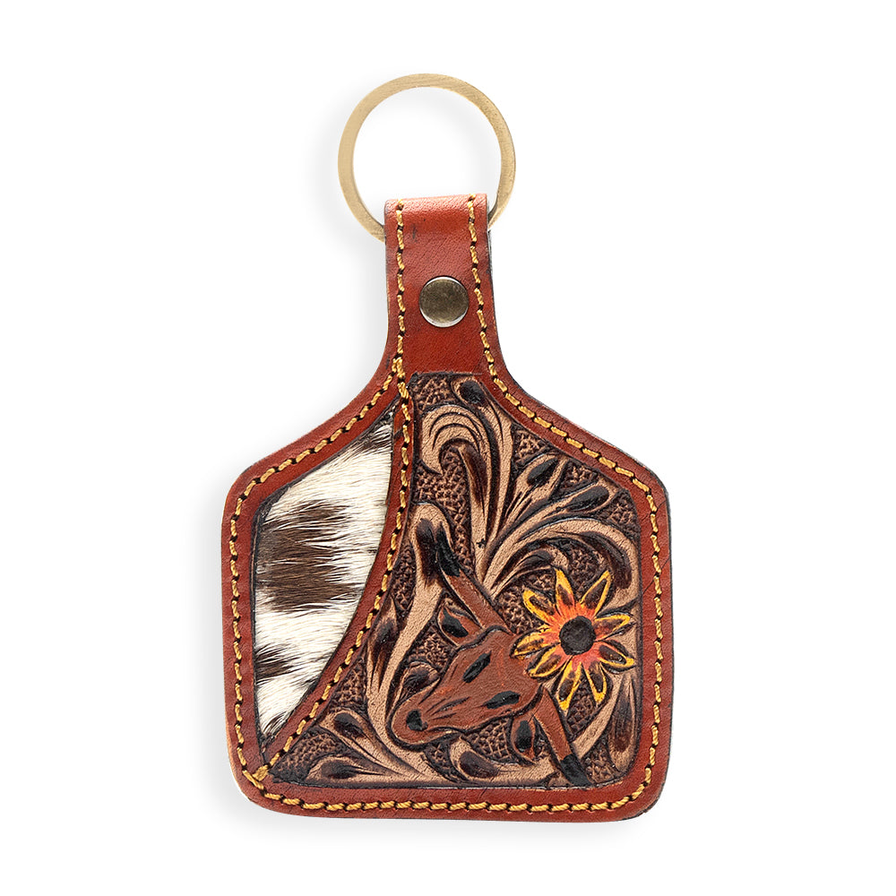 Steerhead Pass Hand-tooled Leather Key Fob