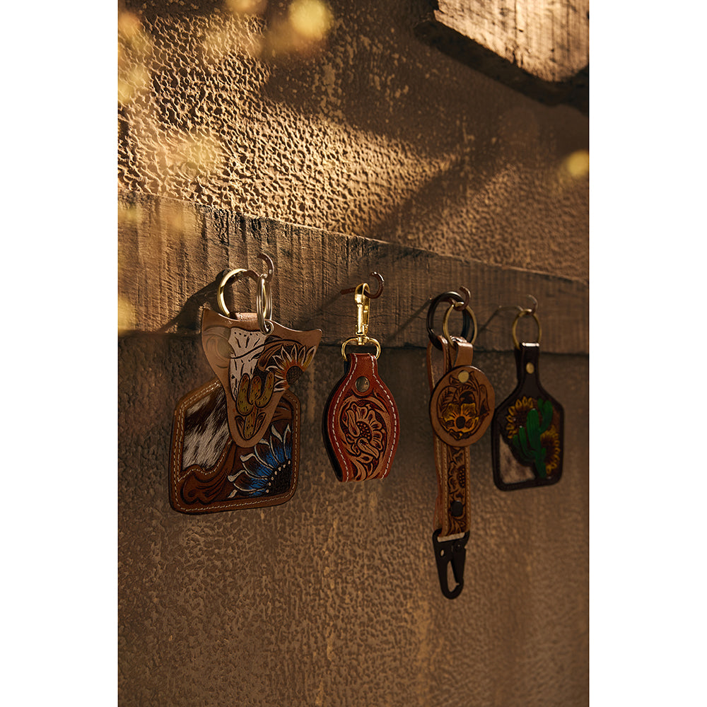 Desert O' Mine Hand-tooled Leather Key Fob