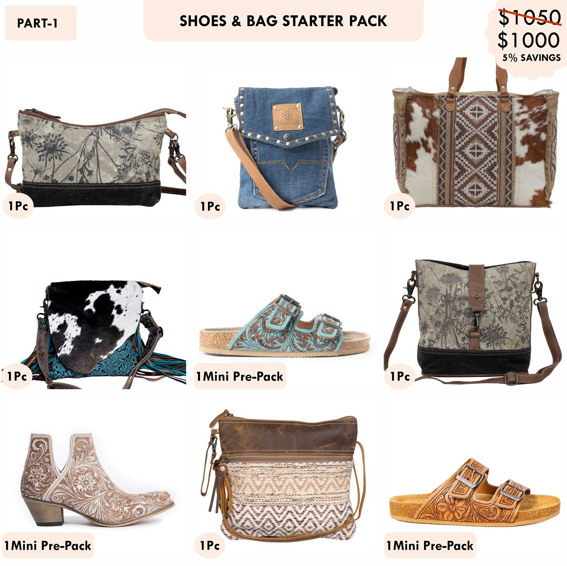 Starter Pack $1000 - Western Shoes & Bags
