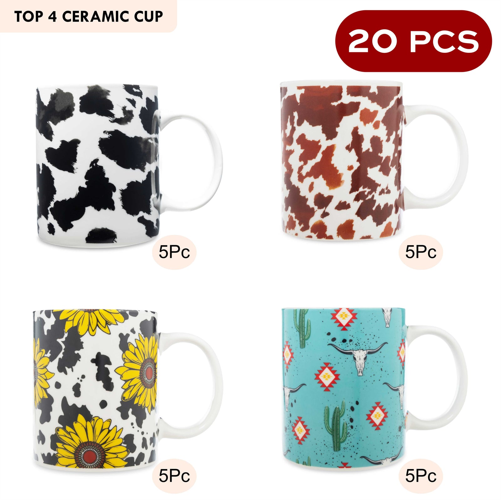 Top 4 Ceramic Cups - 20 PCS