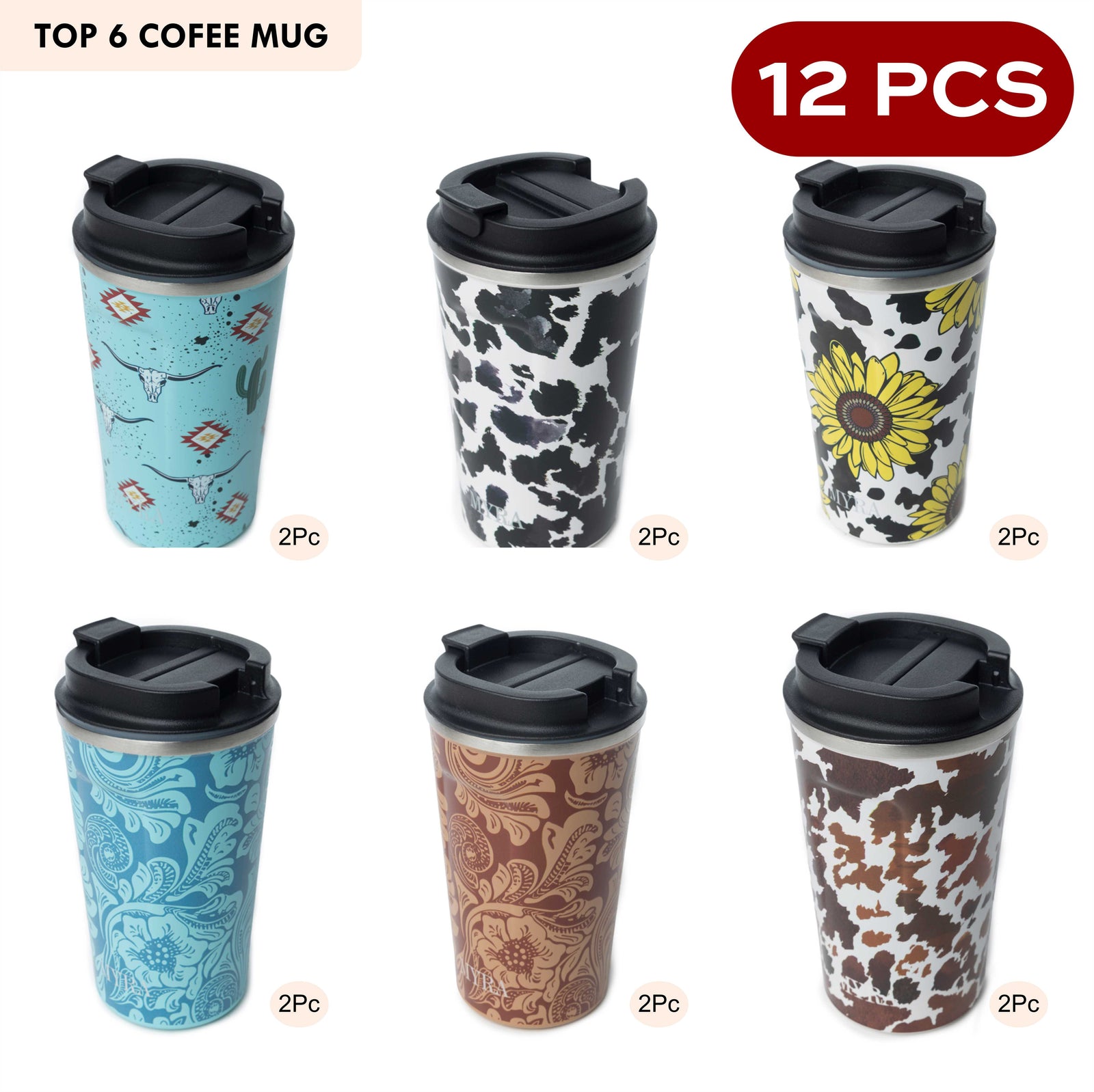 Top 6 Coffee Mugs - 12 PCS