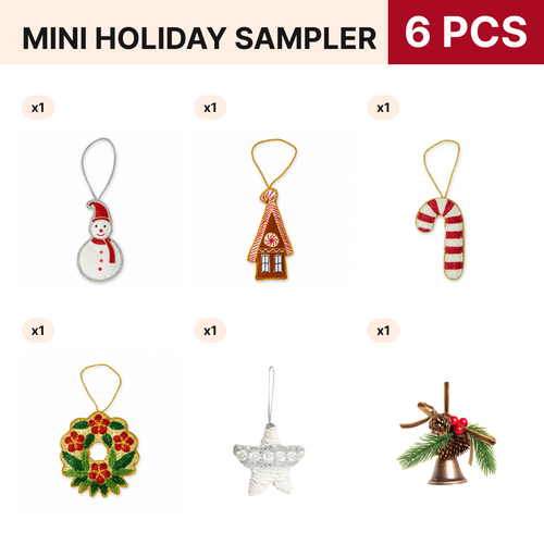 Mini Holiday Sampler Christmas Ornament Pack, 6 pieces