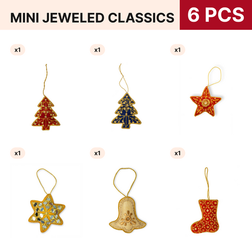 Mini Jeweled Classics Christmas Ornament Pack, 6 pieces