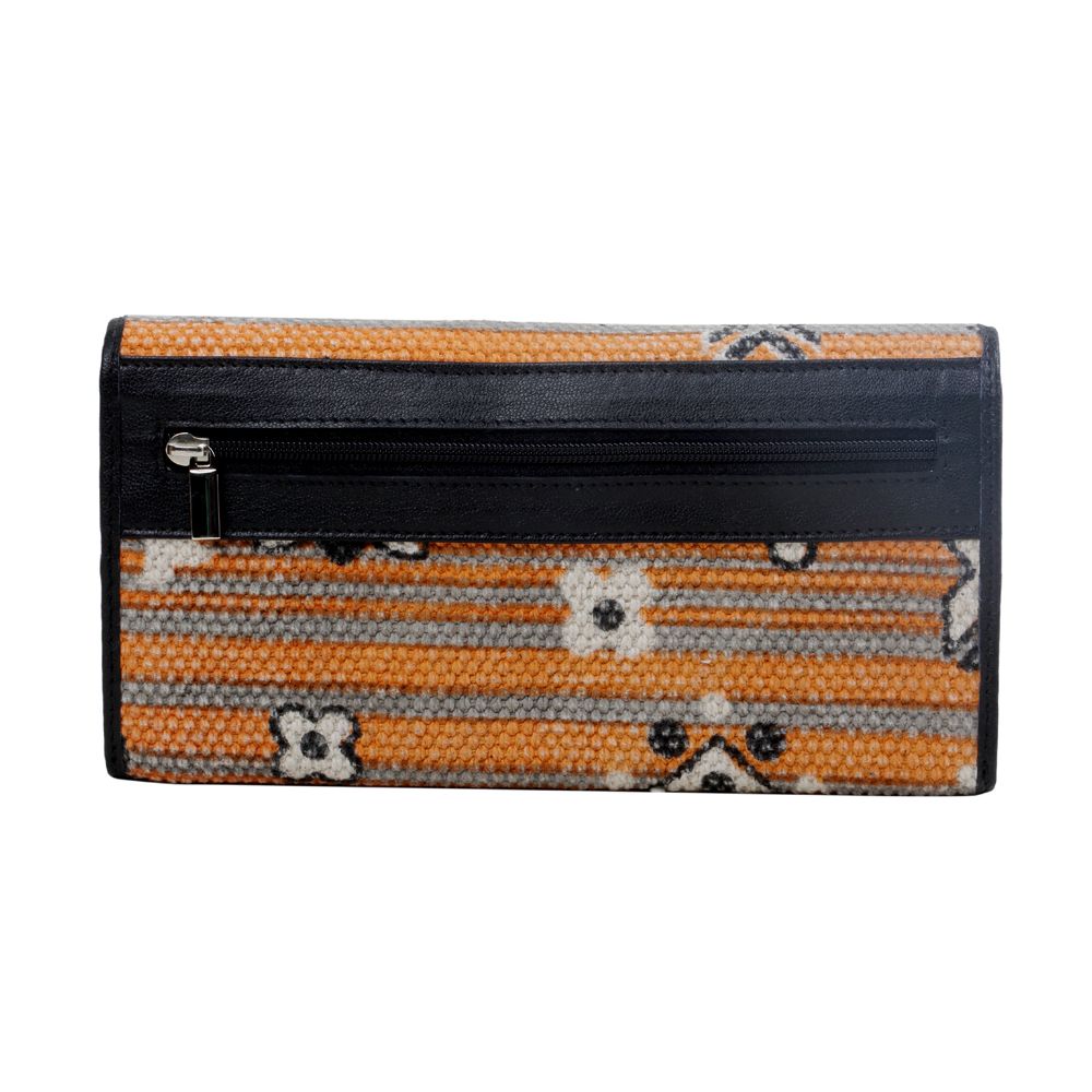 ORANGE AND GREY STRIPED WALLET