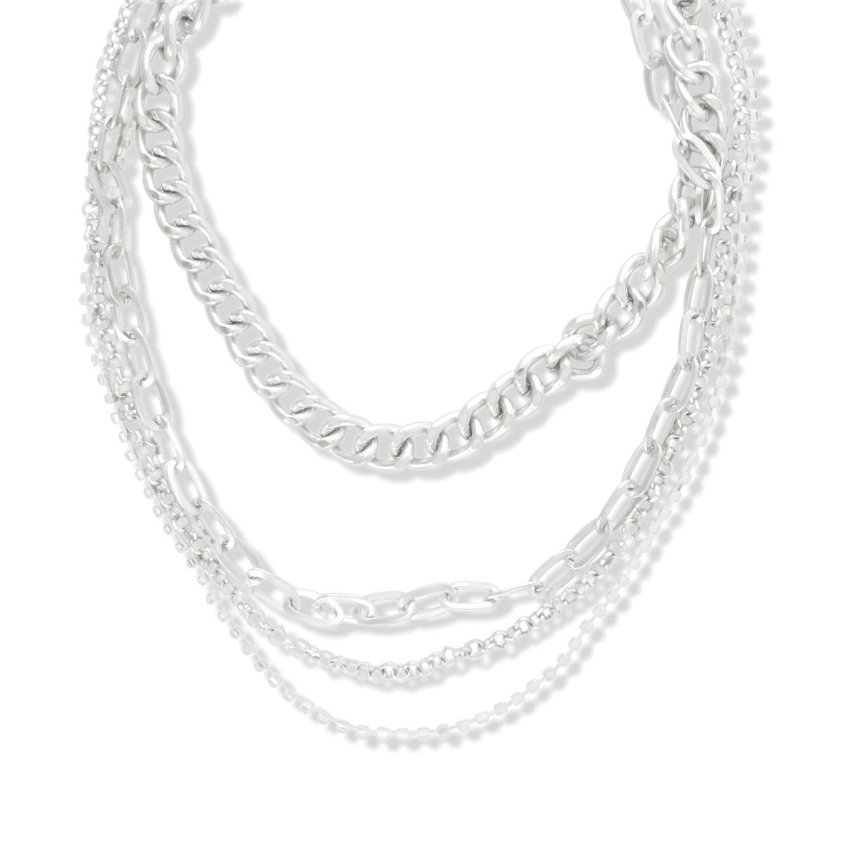 SNAZZY SILVER LAYERED NECKLACE