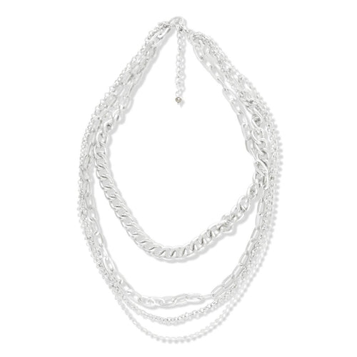 SNAZZY SILVER LAYERED NECKLACE