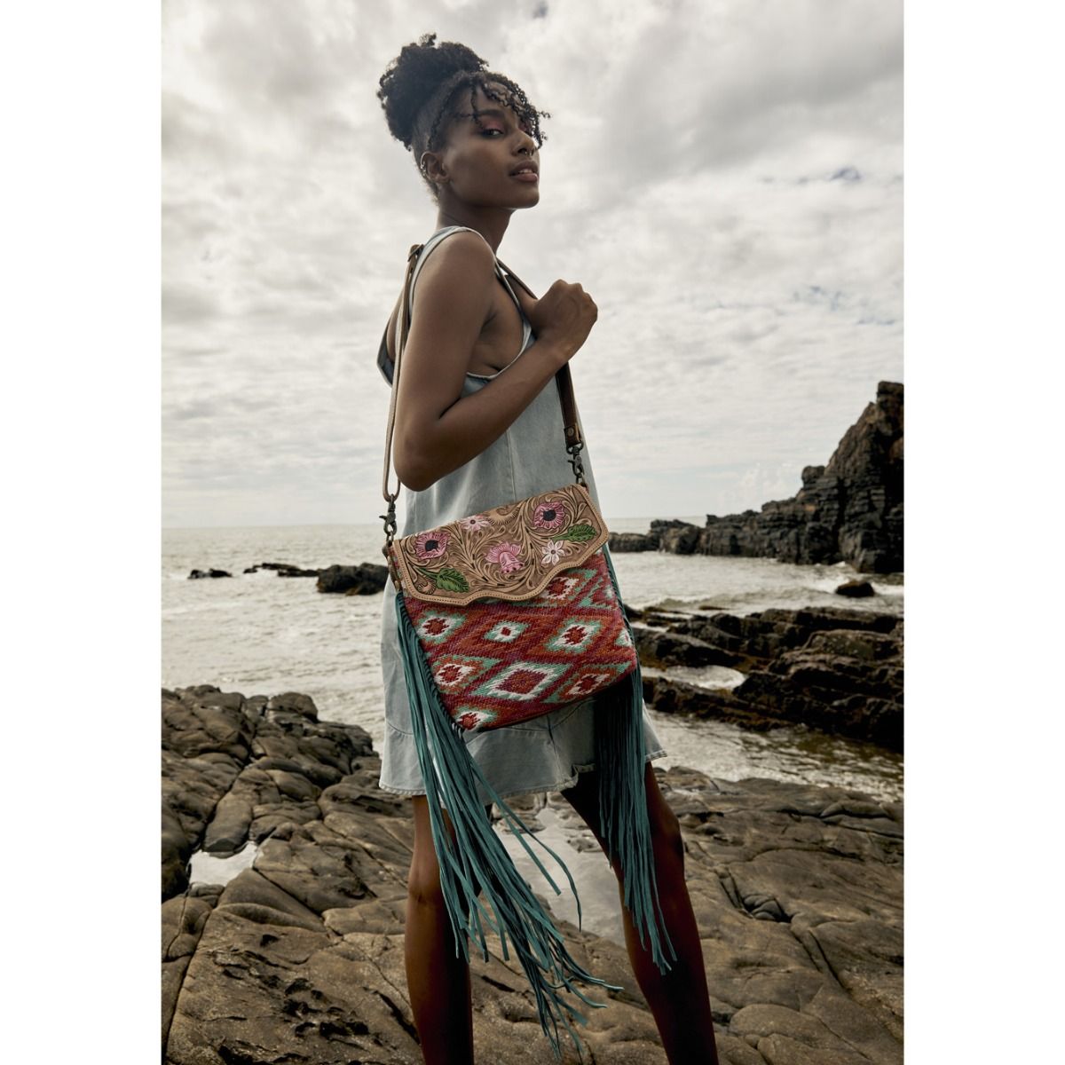 Floral Pink Hand-Tooled Bag