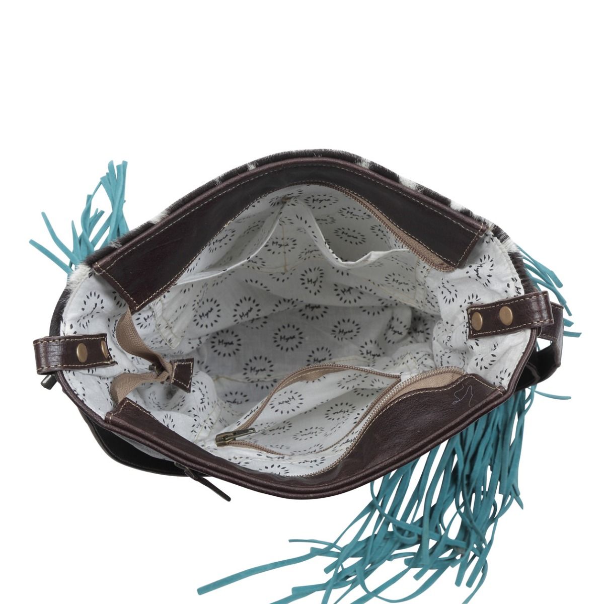 Tassles of ocean Leather & Hairon Bag