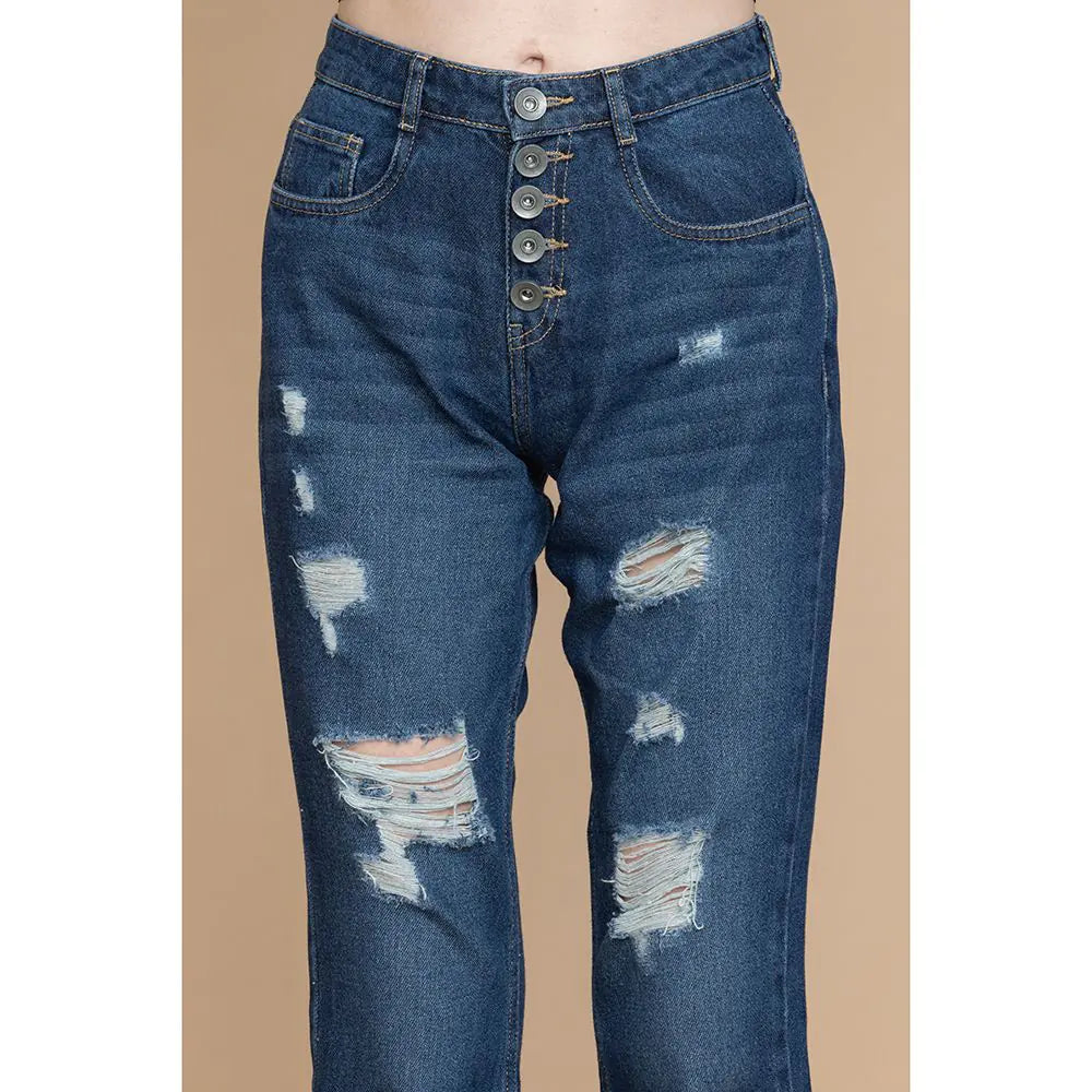 Amora Cuffed Hem Distressed Boyfriend Jeans