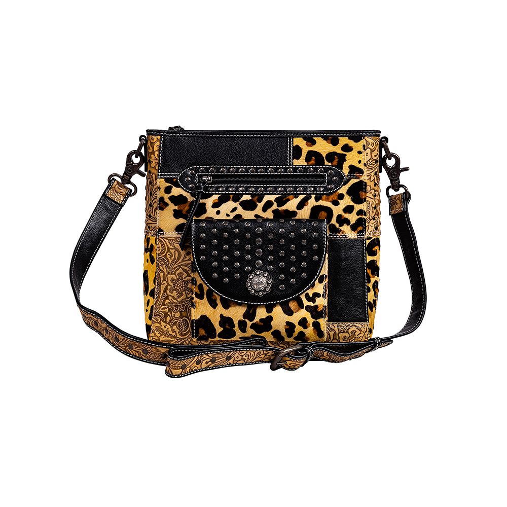 Jaguar Trail Hand-tooled Leather & Hairon Bag