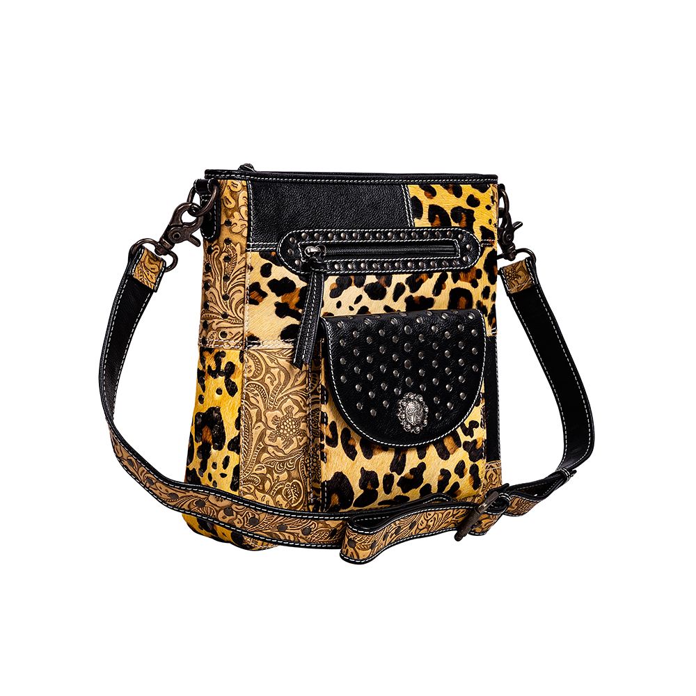 Jaguar Trail Hand-tooled Leather & Hairon Bag