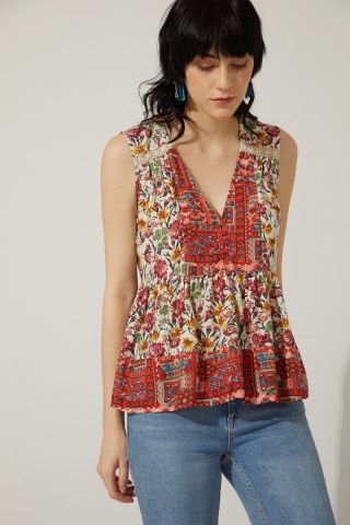 Bohera My Flower Sleeveless Peplum Top