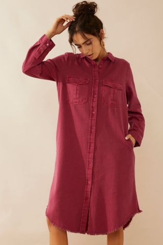 Jaipena Shirt Dress in Magenta