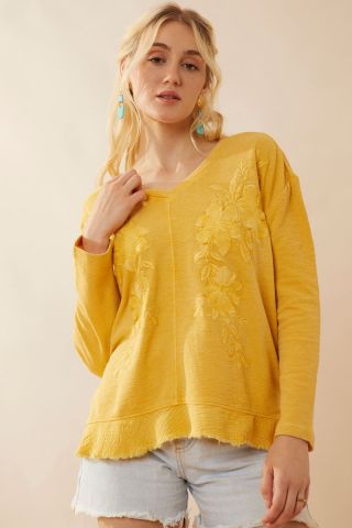 Rosalee V-Neck Top in Yellow