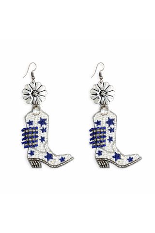 Stars & Bars Beaded Boot Earrings