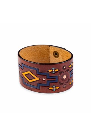 Bijuo handtooled genuine leather bracelet.