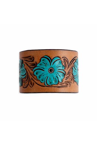 Bold Blossom Leather Cuff Bracelet