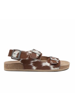 Mountain Path Leather Sandals in Brown& Light Hair-on  Hide