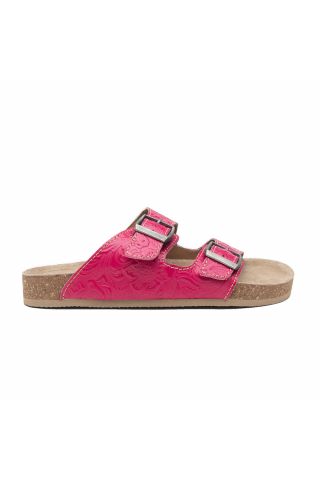 Vibrant Heart Embossed Leather Sandals