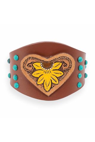 Evening's Bloom Leather Cuff Bracelet