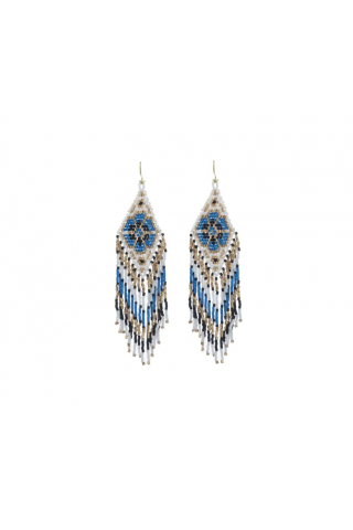 Blue Desert Bloom Beaded Earrings