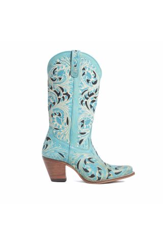 Kasiopeah Hand-tooled Boots in Turquoise 