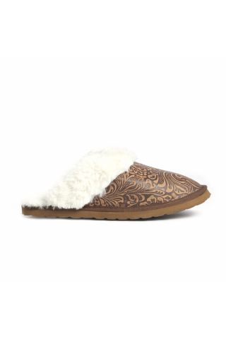 Classic Lined Brown Leather Slippers