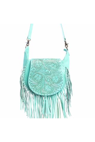 Moonwood Hand-Tooled Bag in Turquoise