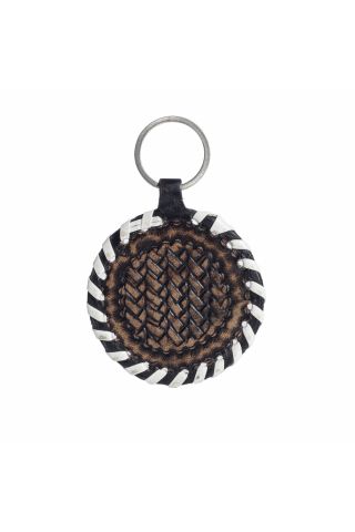 Protector Charm Leather Key Fob in Coal 