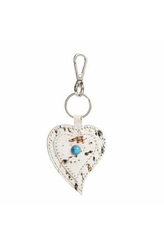 Heart's Love Key Fob in Brown & White