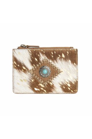 Eye of the Goddess Credit Card Wallet in Brown & White