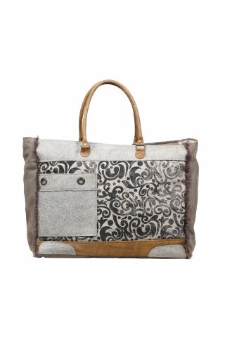 HIDE & FLORAL PRINT WEEKENDER BAG