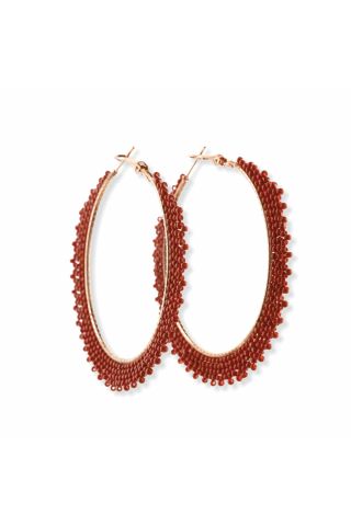 MAROON GALA HOOP EARRINGS 