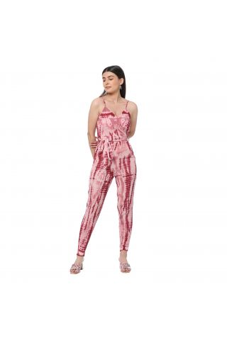 Pink tinted strappy jumpsuit