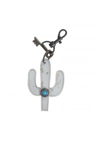 White cactus key fob 