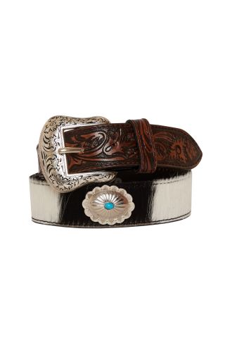 Distinguished Turquoise Hand-Tooled
Leather Belt