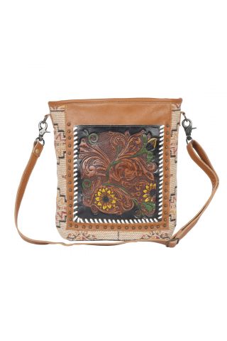 Floral Embers Hand-Tooled Bag